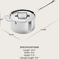 All-Clad - 4 QT D5 Polished 5-ply Bonded Saucepan with Lid - SD55204