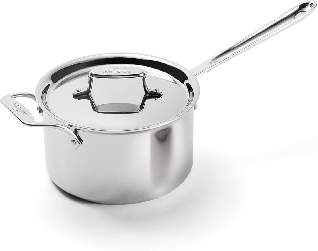 All-Clad - 4 QT D5 Polished 5-ply Bonded Saucepan with Lid - SD55204