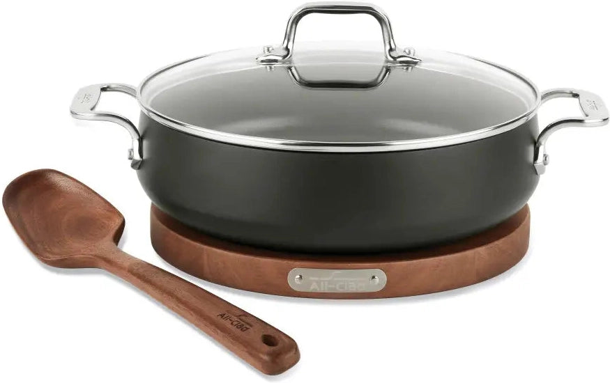 All-Clad - 4 QT HA1 Non-Stick Sauteuse With Lid, Trivet and Serving Spoon - E114S364