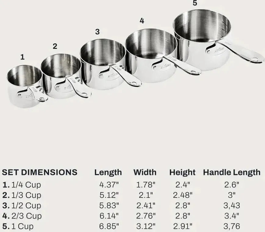 All-Clad - 5 PC Stainless Steel Measuring Cup Set - K429S564