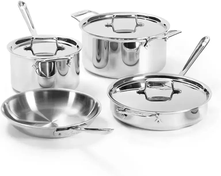 All-Clad - 7 PC D5 Stainless Steel Cookware Set - SD501007W