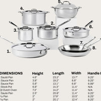 All-Clad - D3 Pro Stainless 14 Pcs 3-ply Bonded Cookware Set - 401716L