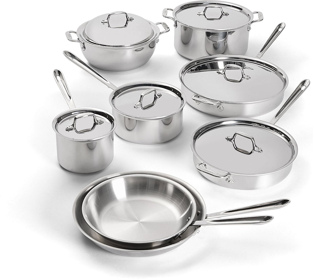 All-Clad - D3 Pro Stainless 14 Pcs 3-ply Bonded Cookware Set - 401716L