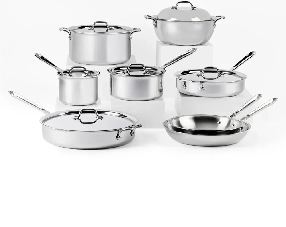 All-Clad - D3 Pro Stainless 14 Pcs 3-ply Bonded Cookware Set - 401716L