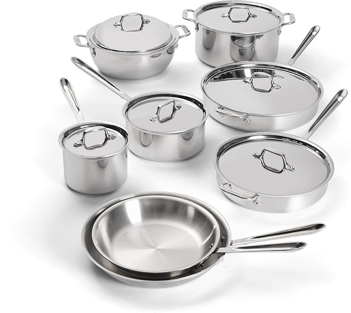 All-Clad - D3 Pro Stainless 14 Pcs 3-ply Bonded Cookware Set - 401716L