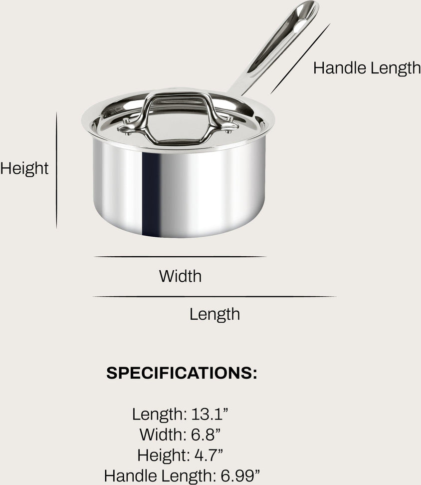 All-Clad - D3 Pro Stainless 1.5 Qt 3-ply Bonded Sauce Pan with Lid - 4201.5R