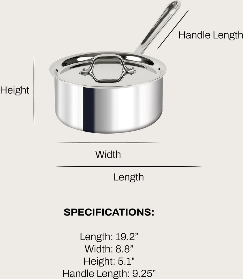 All-Clad - D3 Pro Stainless 3 QT 3-ply Bonded Sauce Pan with Lid - 4203R