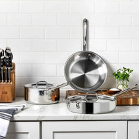 All-Clad - D3 Pro Stainless 5 Pcs 3-ply Bonded Cookware Set - 401599L