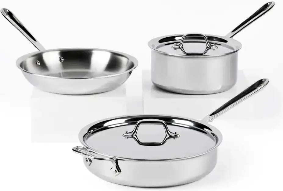 All-Clad - D3 Pro Stainless 5 Pcs 3-ply Bonded Cookware Set - 401599L
