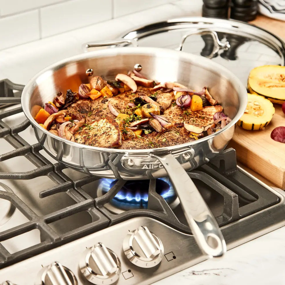 All-Clad - D3 Pro Stainless 7 Pcs Pots and Pans Cookware Set - 40007LBLM