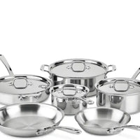 All-Clad - D3 Stainless 10 Pcs 3-ply Bonded Cookware Set - 401488LCAR