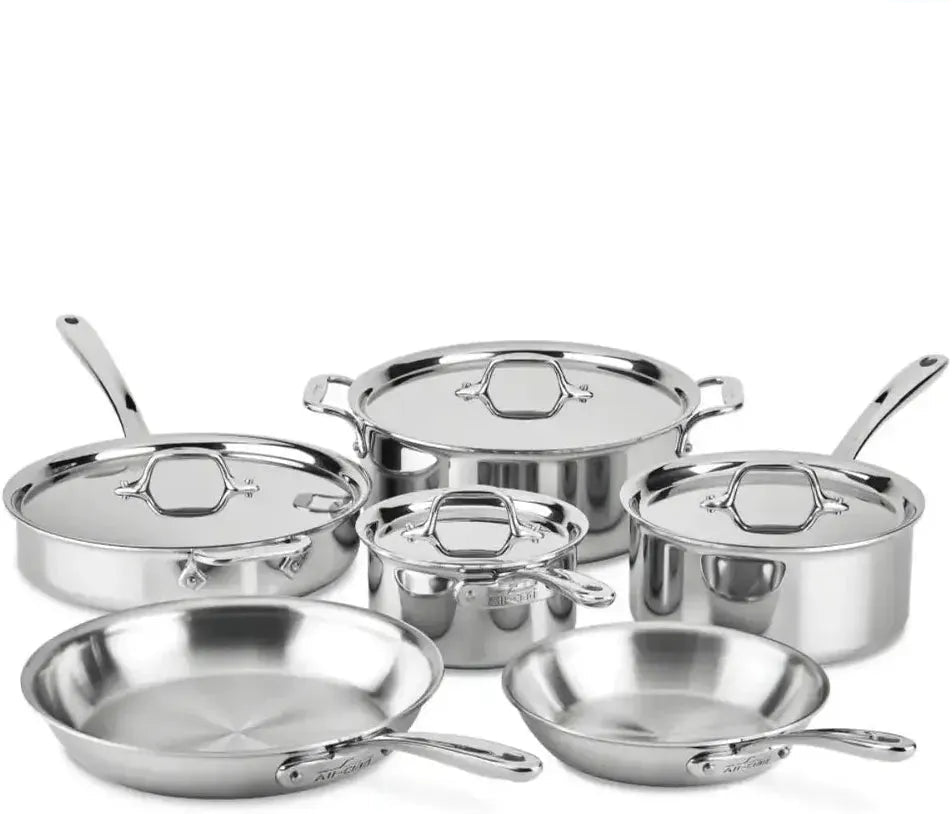 All-Clad - D3 Stainless 10 Pcs 3-ply Bonded Cookware Set - 401488LCAR