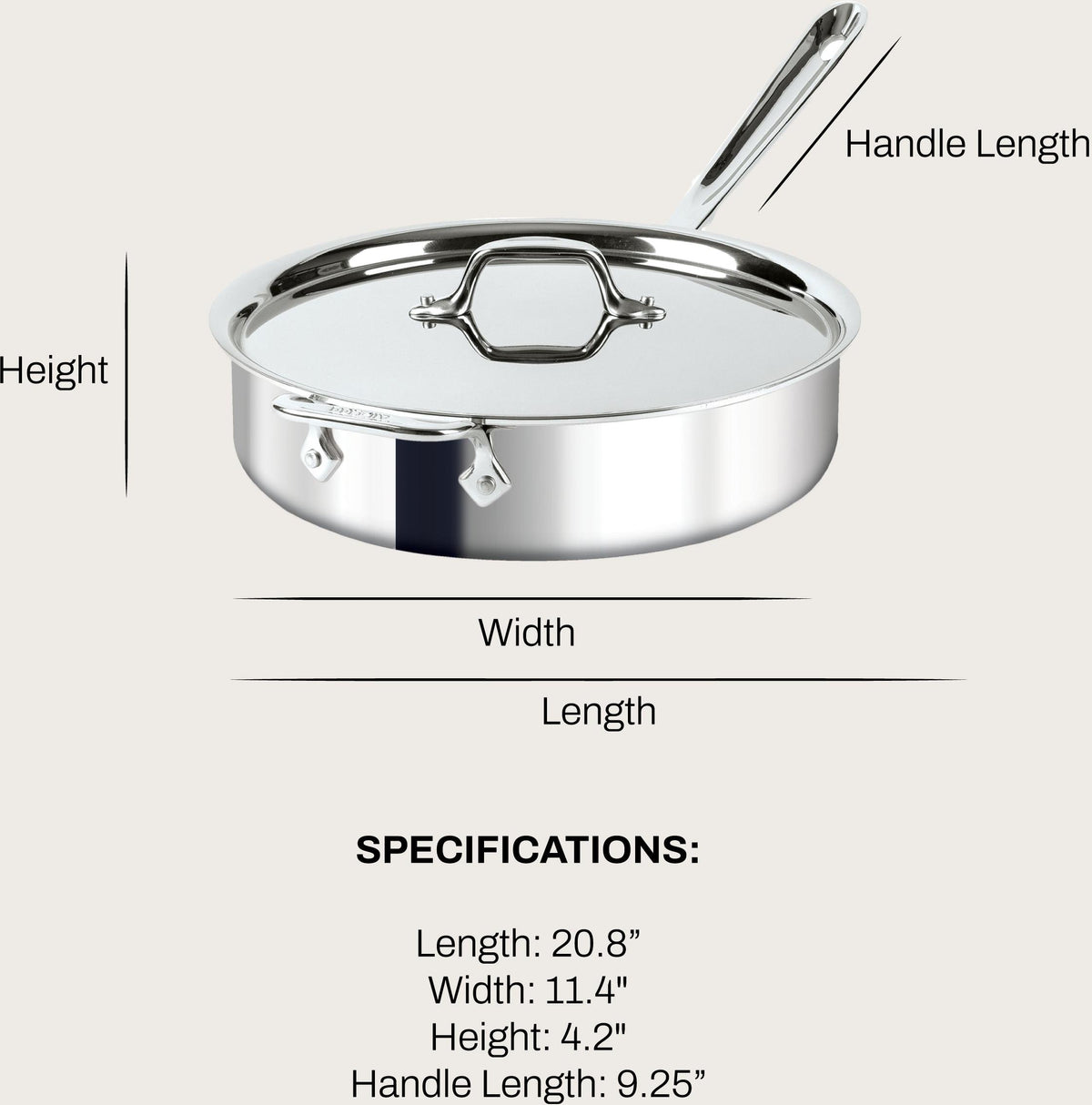 All-Clad - D3 Stainless 4 QT Saute Pan with Lid - 4404