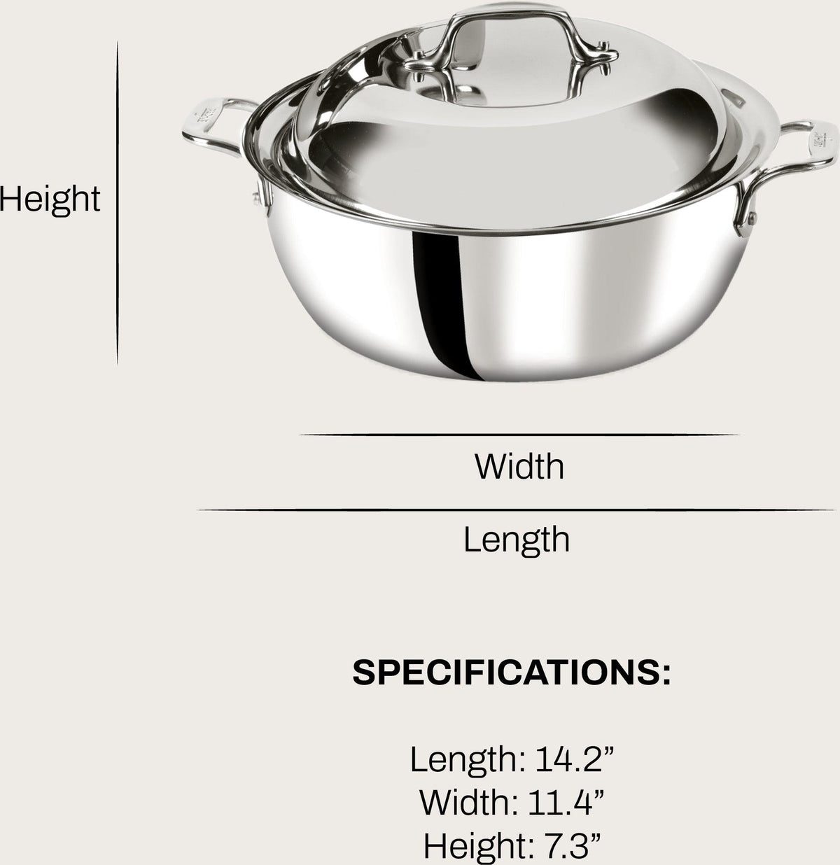 All-Clad - D3 Stainless 5.5 QT Dutch Oven with Lid - 4500