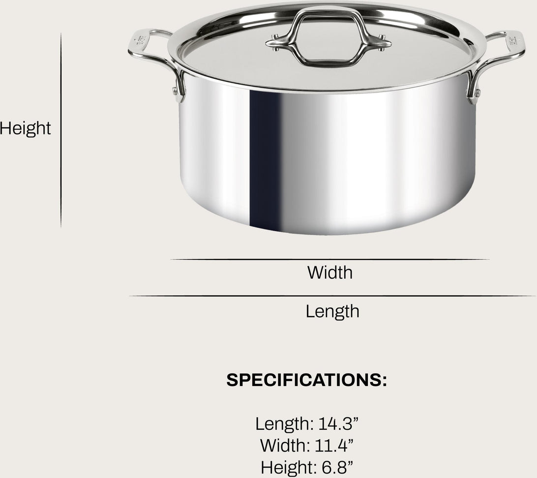 All-Clad - D3 Stainless Stock Pot 8 QT with Lid - 4508
