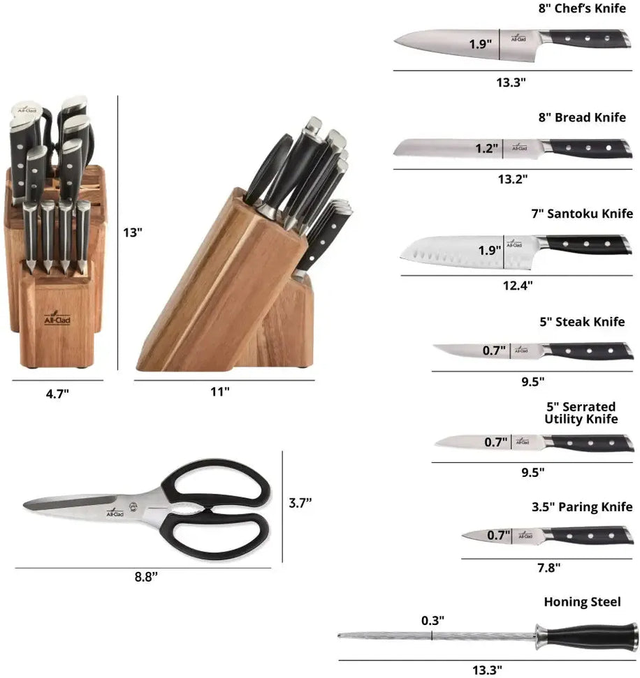 All-Clad - Forged Knives 12 Pcs Knife Block Set - K272SC64