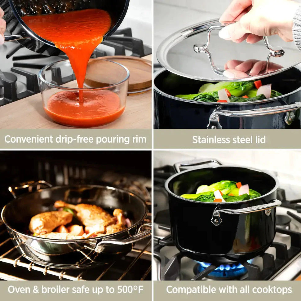 All-Clad - FusionTec 7 QT Non-Stick Stock Pot with Lid Onyx - 515415290