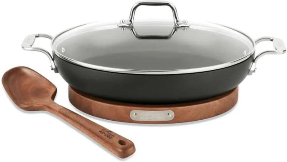 All-Clad - HA1 Gathering 4 Qt Non-Stick Universal Pan with Lid, Trivet and Serving Spoon - E1143S64