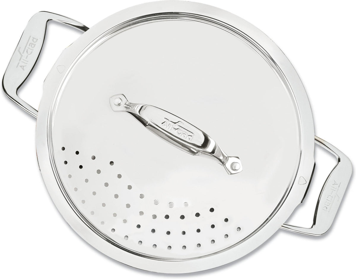 All-Clad - Simply Strain; 6 Quart Stainless Steel Multipot with Straining Lid - E7434664
