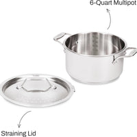 All-Clad - Simply Strain; 6 Quart Stainless Steel Multipot with Straining Lid - E7434664