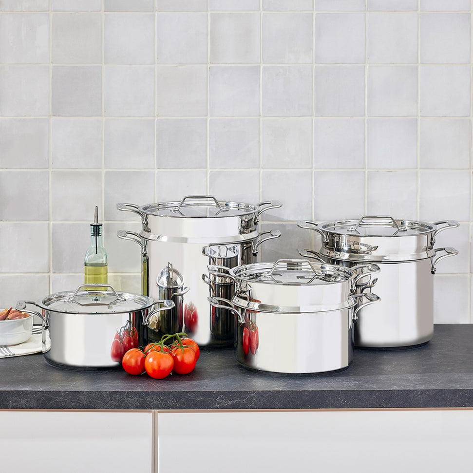 All-Clad - Simply Strain; 6 Quart Stainless Steel Multipot with Straining Lid - E7434664