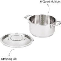 All-Clad - Simply Strain; 6 Quart Stainless Steel Multipot with Straining Lid - E7434664