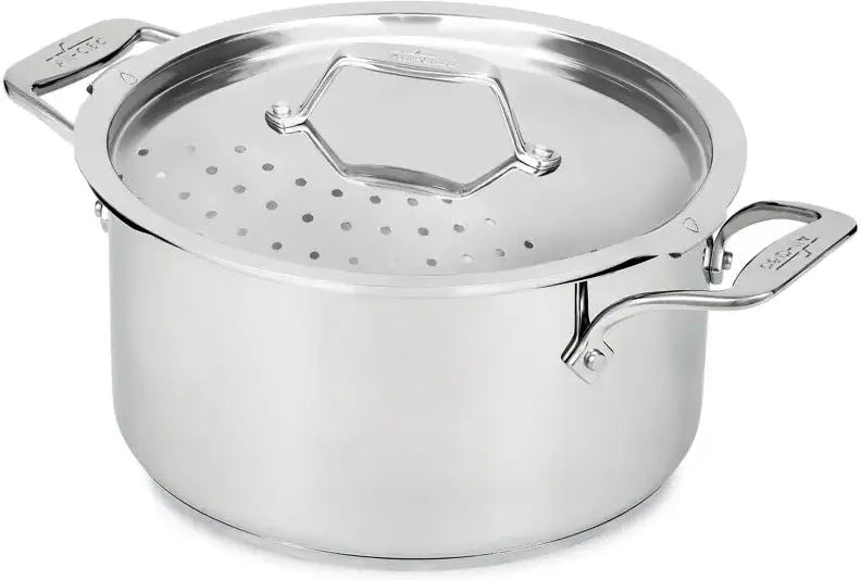 All-Clad - Simply Strain; 6 Quart Stainless Steel Multipot with Straining Lid - E7434664