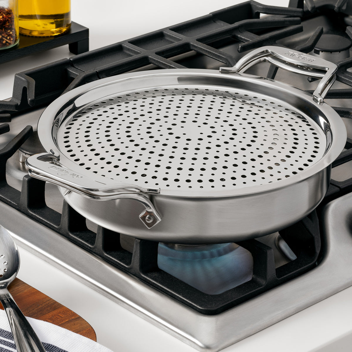 All-Clad - Simply Strain Stainless Steel 10.5" Strain & Splatter Guard - D5105SSCRN
