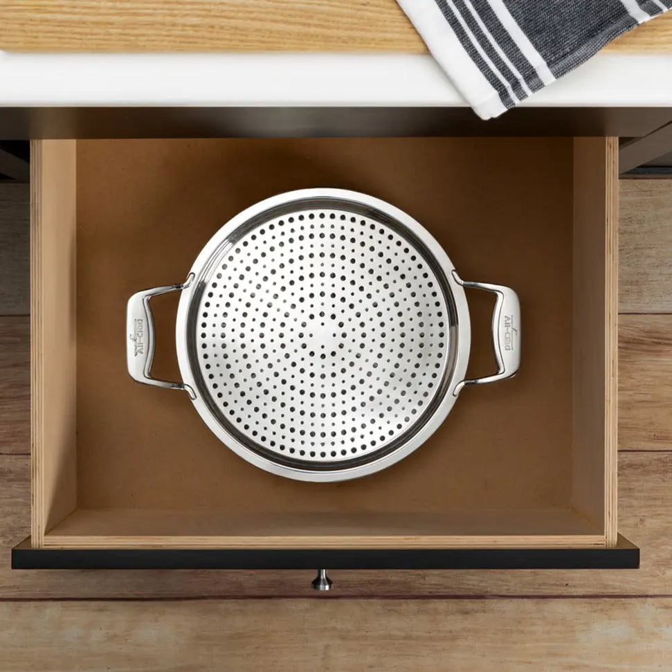 All-Clad - Simply Strain Stainless Steel 10.5" Strain & Splatter Guard - D5105SSCRN