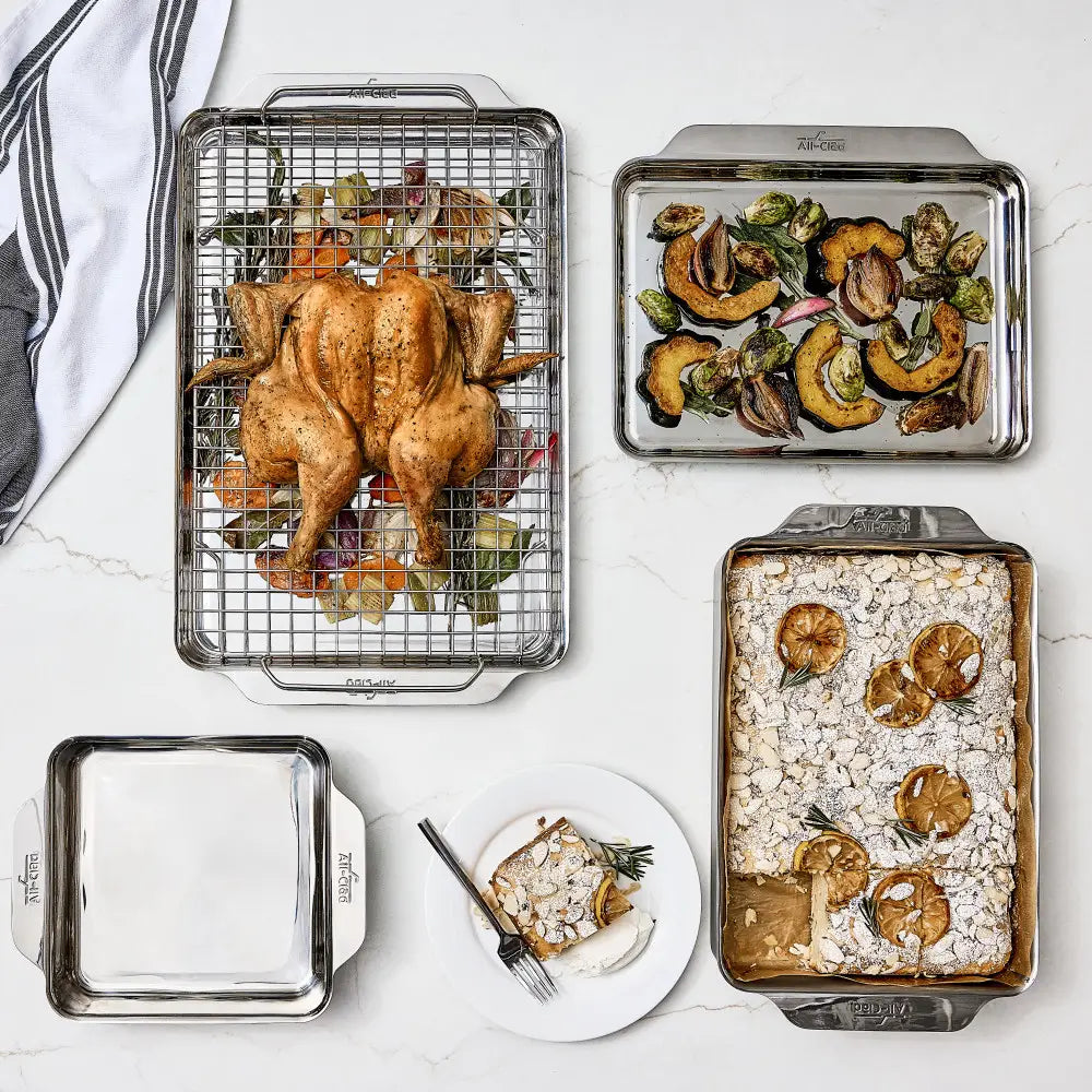 All-Clad - Tri-Ply Stainless Steel 5 PC Bakeware Set - J309S564