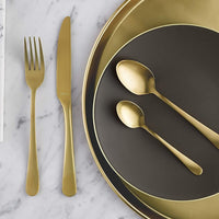 Amefa - Austin 18/0 Gold Stainless Steel Silverware Set, 20 Pcs - 1410AUVG28C09