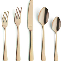 Amefa - Austin 18/0 Gold Stainless Steel Silverware Set, 20 Pcs - 1410AUVG28C09