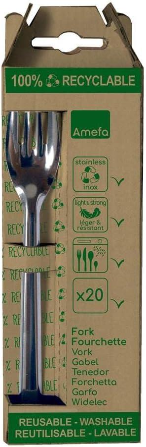 Amefa - Leaves Stainless Steel Cutlery Forks Set, 20 Pcs - 025905AG20BF1