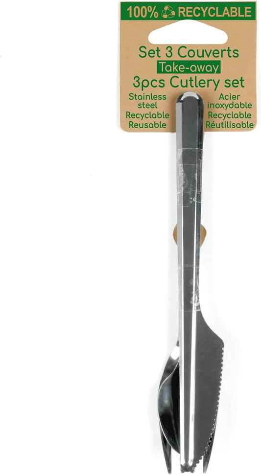 Amefa - Leaves ‎Stainless Steel Cutlery, Pack of 18 Travel 3 Pieces - 025905HC18AB1