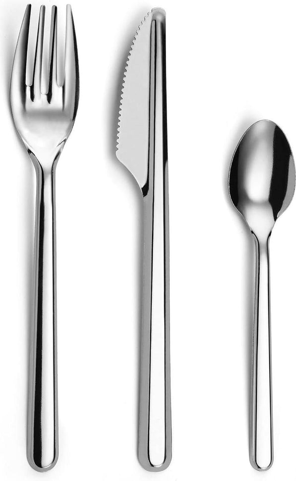 Amefa - Leaves ‎Stainless Steel Cutlery, Pack of 18 Travel 3 Pieces - 025905HC18AB1
