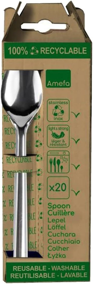 Amefa - Leaves Stainless Steel Cutlery Tablespoon Set, 20 Pcs - 025905AG20BC1