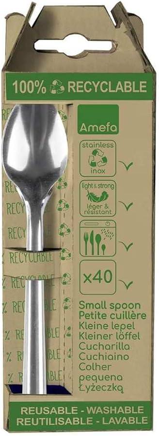 Amefa - Leaves Stainless Steel Cutlery Teaspoon Set, 20 Pcs - 025905AG20BH1