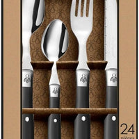 Amefa - Lou Laguiole Black Stainless Steel Counter Cutlery Set, 24 Pcs - 2202AAAF27C40