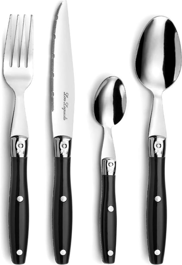 Amefa - Lou Laguiole Black Stainless Steel Counter Cutlery Set, 24 Pcs - 2202AAAF27C40