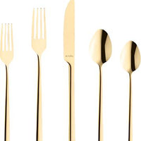 Amefa - Lou Laguiole Dallas Stainless Steel Gold Flatware Set, 20 Pcs - 4107ZUTR20C09