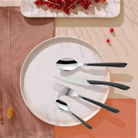 Amefa - Lou Laguiole Eclat Nature Black Stainless Steel Flatware Set, 24 Pcs - 2274PNAF02C40