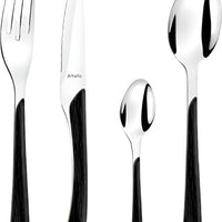 Amefa - Lou Laguiole Eclat Nature Black Stainless Steel Flatware Set, 24 Pcs - 2274PNAF02C40