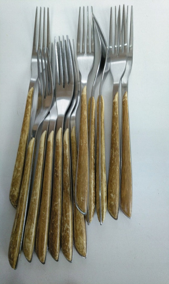 Amefa - Lou Laguiole Eclat Nature Brown Stainless Steel Flatware Set, 24 Pcs - 2274PWAF02C40