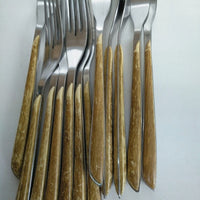 Amefa - Lou Laguiole Eclat Nature Brown Stainless Steel Flatware Set, 24 Pcs - 2274PWAF02C40