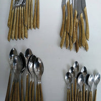 Amefa - Lou Laguiole Eclat Nature Brown Stainless Steel Flatware Set, 24 Pcs - 2274PWAF02C40