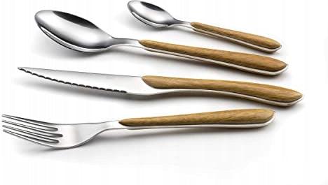 Amefa - Lou Laguiole Eclat Nature Brown Stainless Steel Flatware Set, 24 Pcs - 2274PWAF02C40