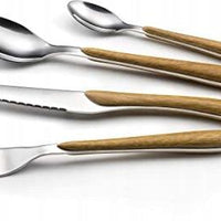 Amefa - Lou Laguiole Eclat Nature Brown Stainless Steel Flatware Set, 24 Pcs - 2274PWAF02C40