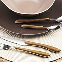 Amefa - Lou Laguiole Eclat Nature Brown Stainless Steel Flatware Set, 24 Pcs - 2274PWAF02C40