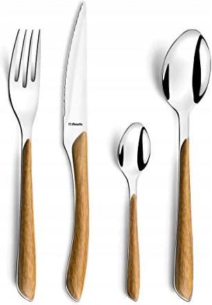 Amefa - Lou Laguiole Eclat Nature Brown Stainless Steel Flatware Set, 24 Pcs - 2274PWAF02C40