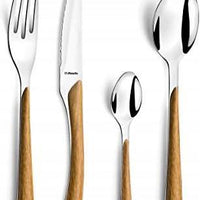 Amefa - Lou Laguiole Eclat Nature Brown Stainless Steel Flatware Set, 24 Pcs - 2274PWAF02C40